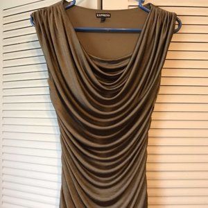 Express Ruched Bronze Metallic Top Blouse XS